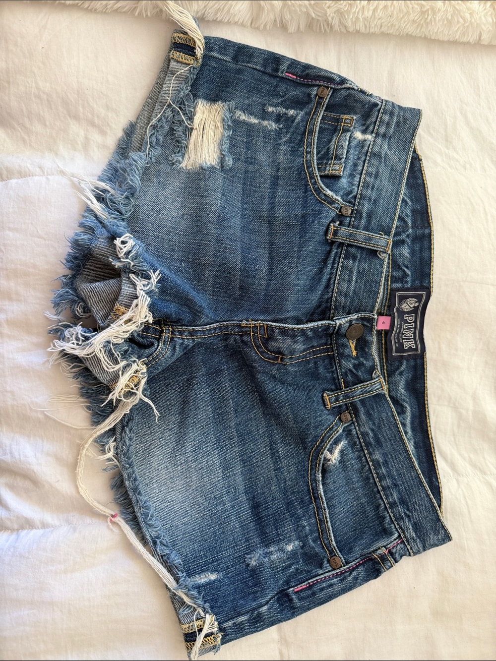 PINK Victoria's Secret Distressed Blue Denim Jean Shorts